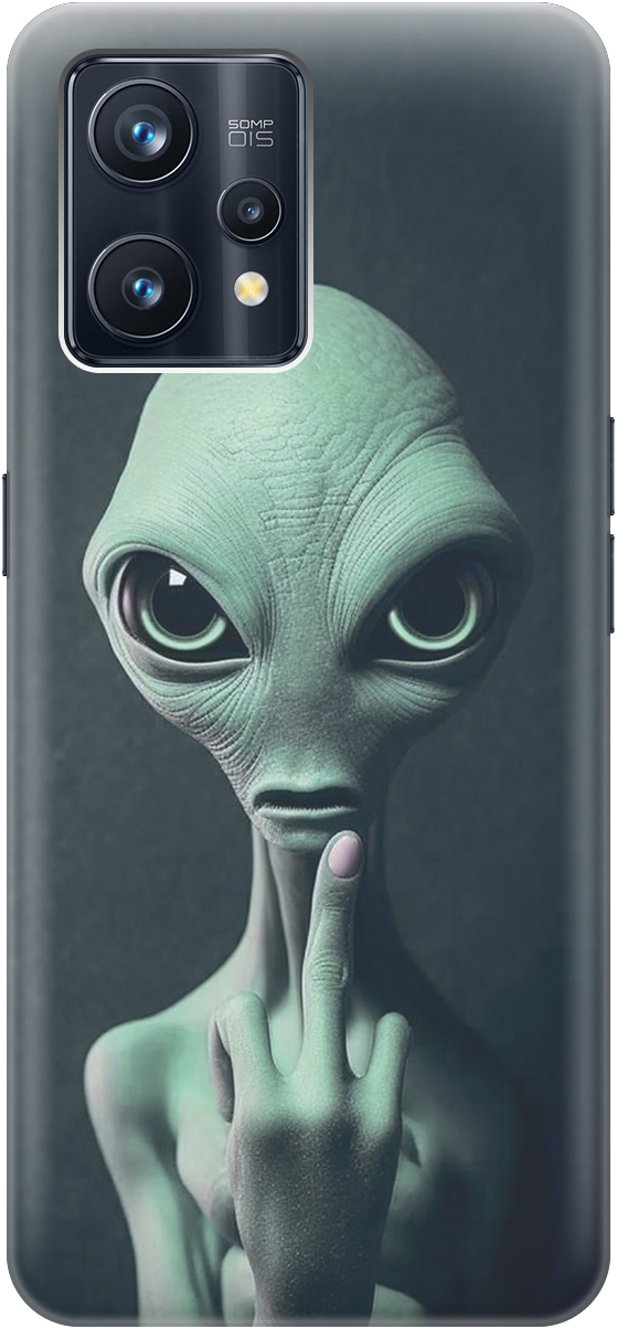 

Силиконовый чехол на Realme 9 Pro+ с принтом "Инопланетянин", Зеленый;синий;черный, 20000480