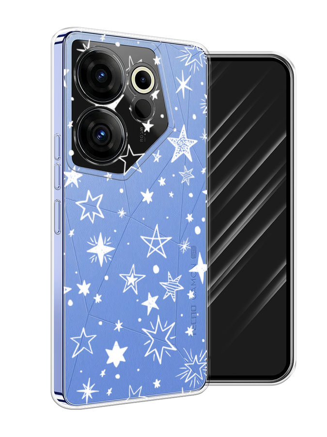

Чехол Awog на Tecno Camon 20 Premier "Звездочки графика белая", Прозрачный;белый