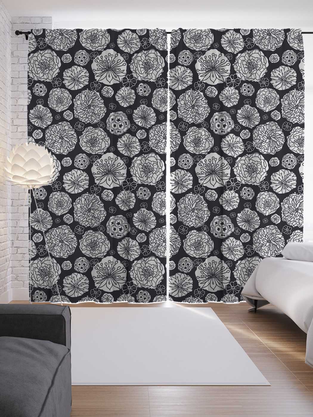 фото Шторы joyarty с фотопечатью "серые одуванчики" из сатена, 290х265 см