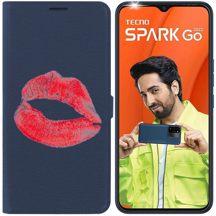 

Чехол-книжка Eco Book для Tecno Spark Go 2022 След помады, Синий