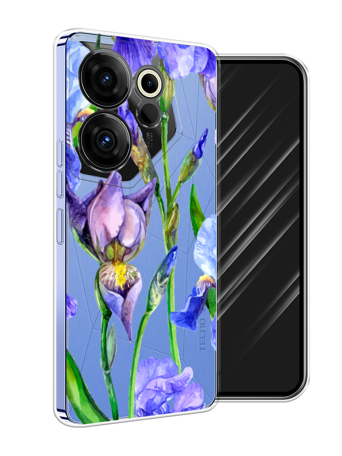 

Чехол Awog на Tecno Camon 20 Premier "Синие ирисы", Фиолетовый;голубой;зеленый
