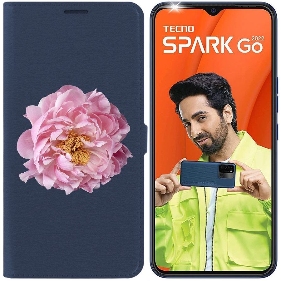 

Чехол-книжка Eco Book для Tecno Spark Go 2022 Розовый пион, Синий
