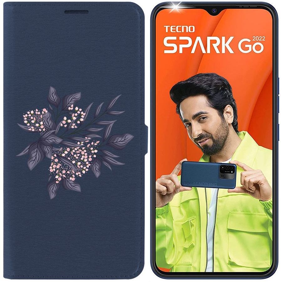 Чехол-книжка Eco Book для Tecno Spark Go 2022 Розовые бутоны