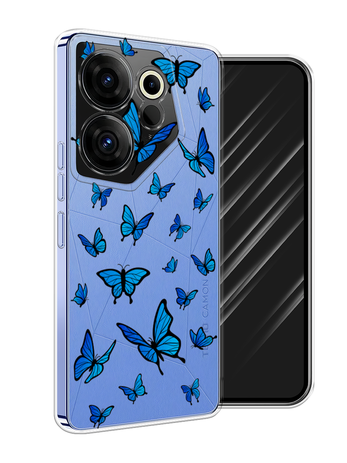 фото Чехол awog на tecno camon 20 premier "синие бабочки"