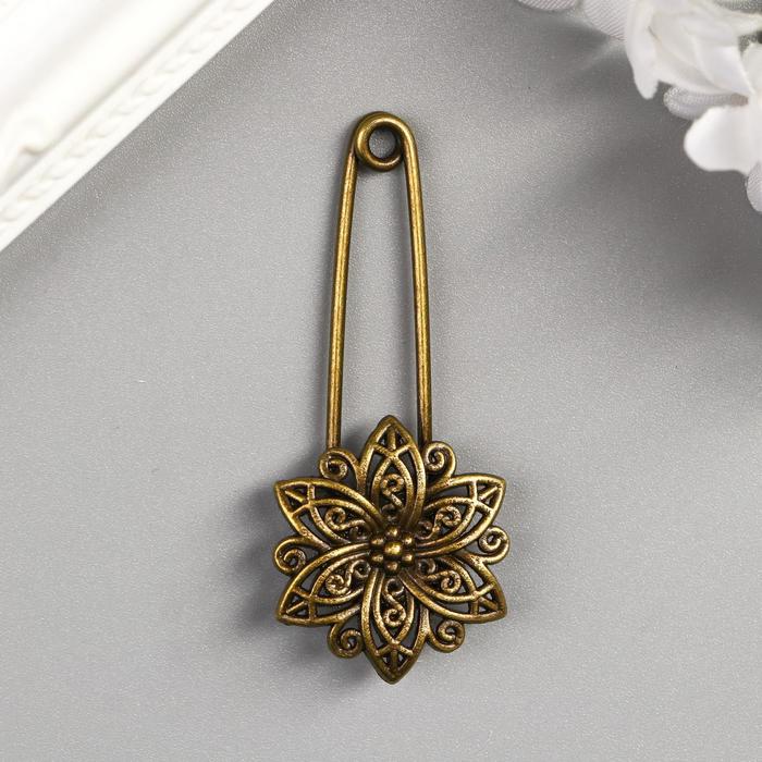 

Декор для творчества Арт Узор металл Булавка с цветком под латунь J-25 5,5х2,5 см, 3шт., Разноцветный