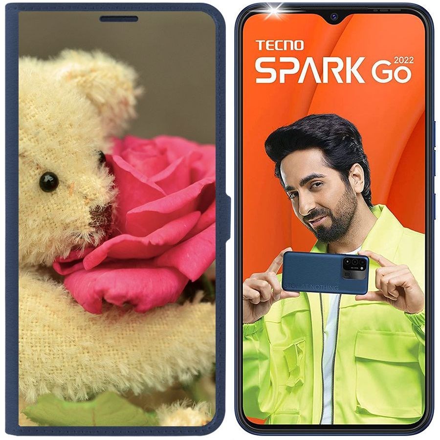 Чехол-книжка Eco Book для Tecno Spark Go 2022 Медвежонок с розой