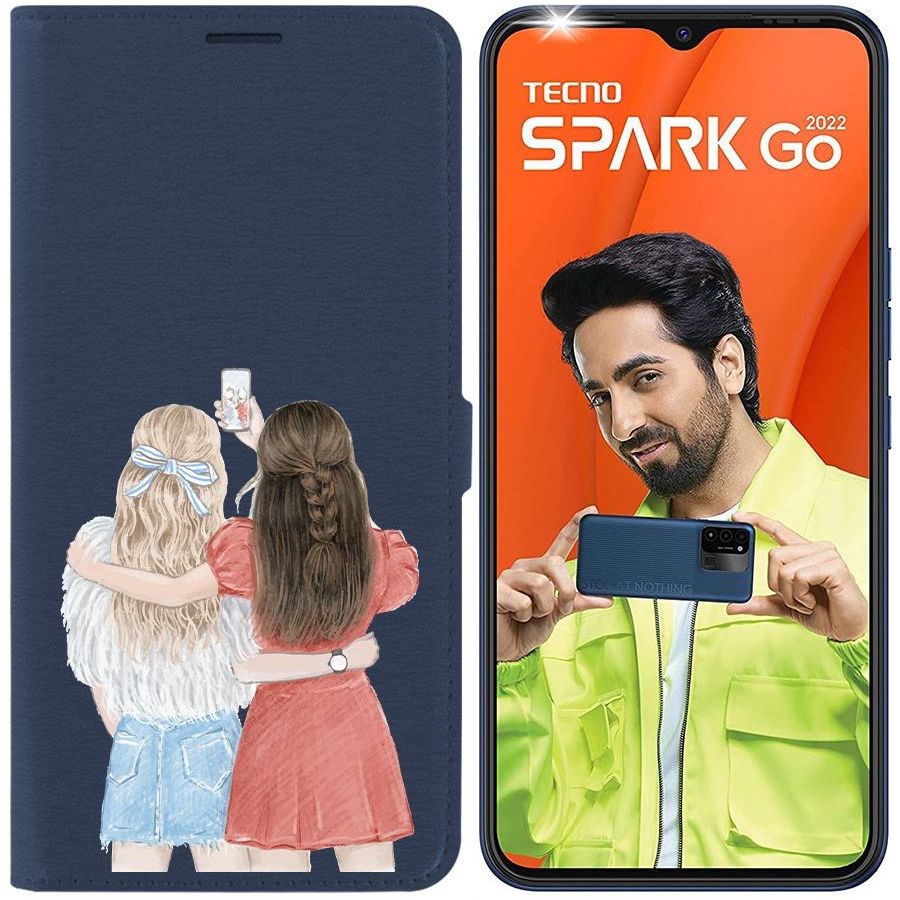 

Чехол-книжка Eco Book для Tecno Spark Go 2022 Лучшие подруги, Синий