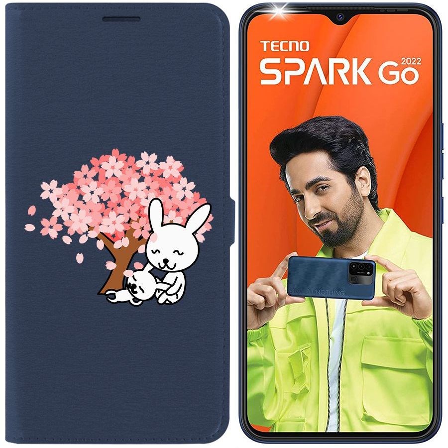 

Чехол-книжка Eco Book для Tecno Spark Go 2022 Кролики, Синий