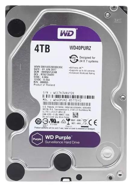 

Жесткий диск WD Purple 4 ТБ (WD40PURZ)