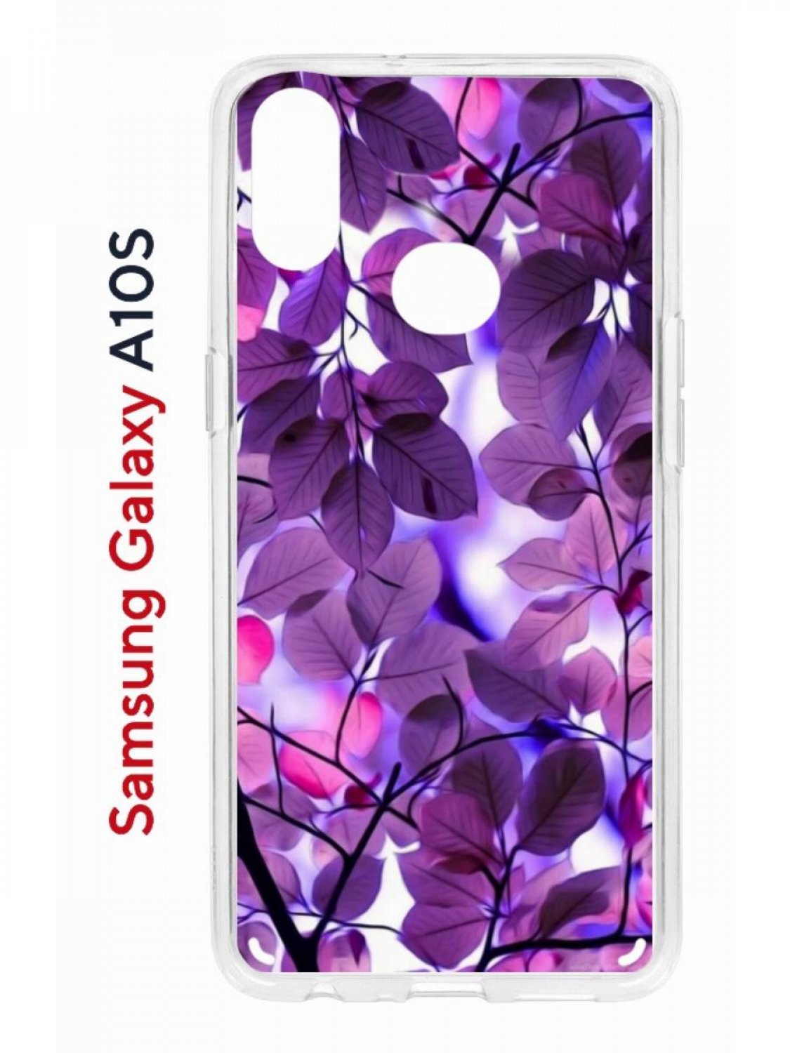 фото Чехол на samsung galaxy a10s с принтом kruche print purple leaves, противоударный бампер кruче