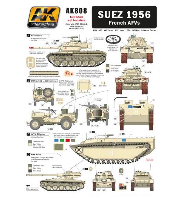 Декаль AK Interactive SUEZ 1956 FRENCH AFVS AK-808 1/35