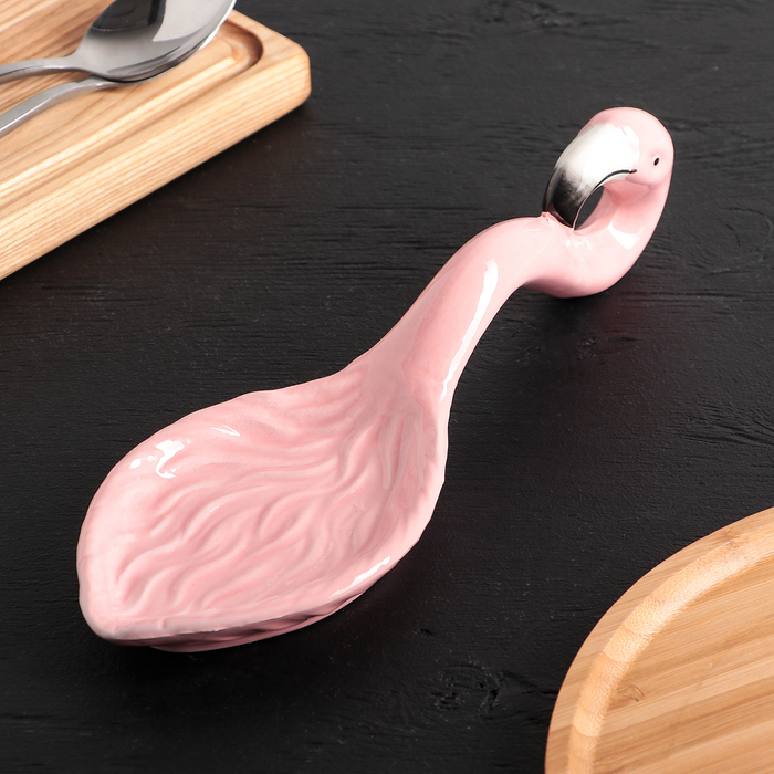 фото Подставка под ложку «фламинго», 26?9 см, цвет розовый nobrand