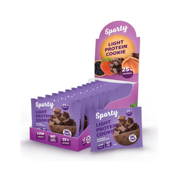 

Печенье Sporty Protein Light 40 грамм (коробка 12 штук) Двойной шоколад