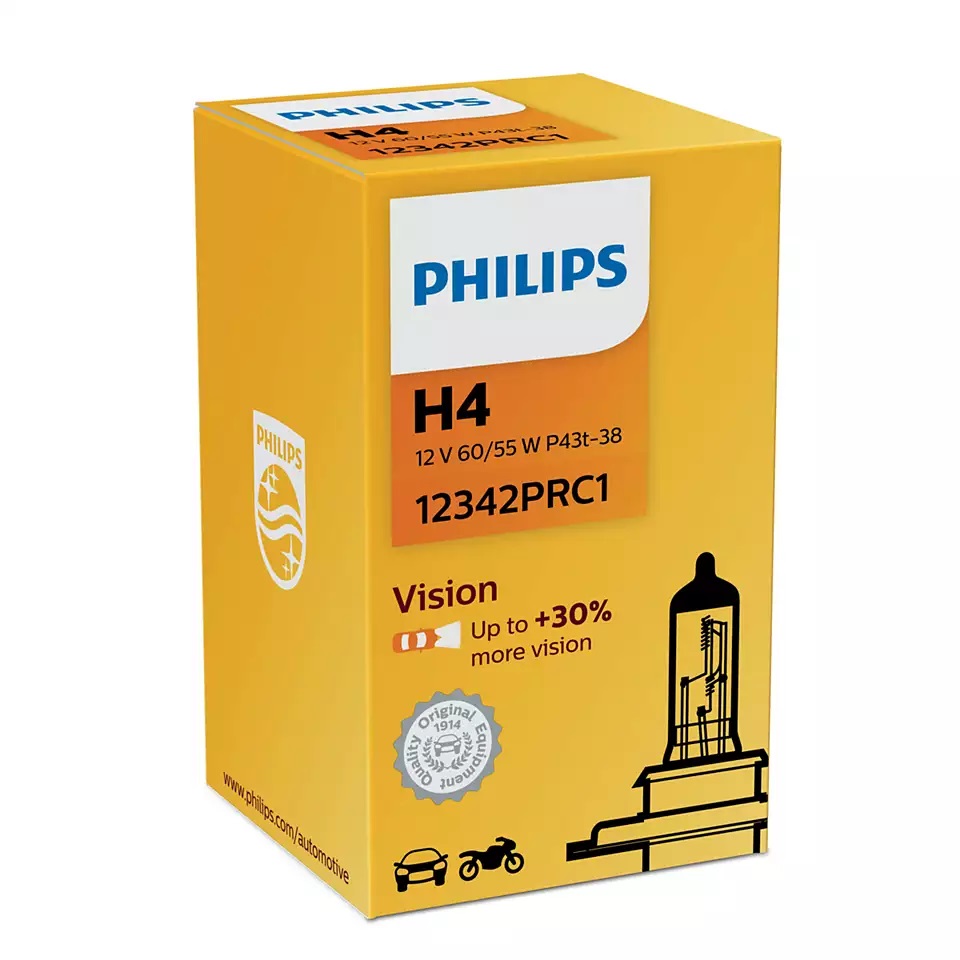 фото Галогенная лампа philips h4 (60/55w 12v) vision 1шт 12342prc1