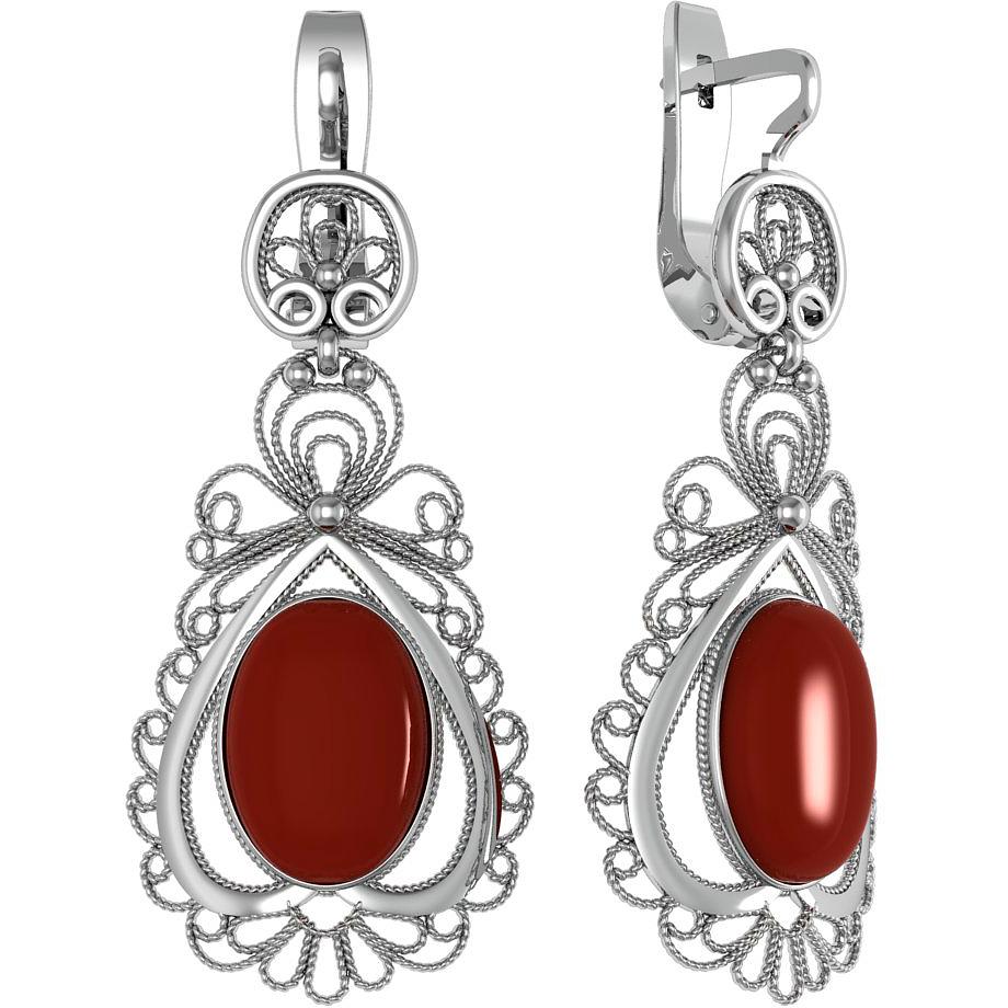 

Серьги женские из серебра ПРИВОЛЖСКИЙ ЮВЕЛИР 343660-SR, сердолик, 343660-SR