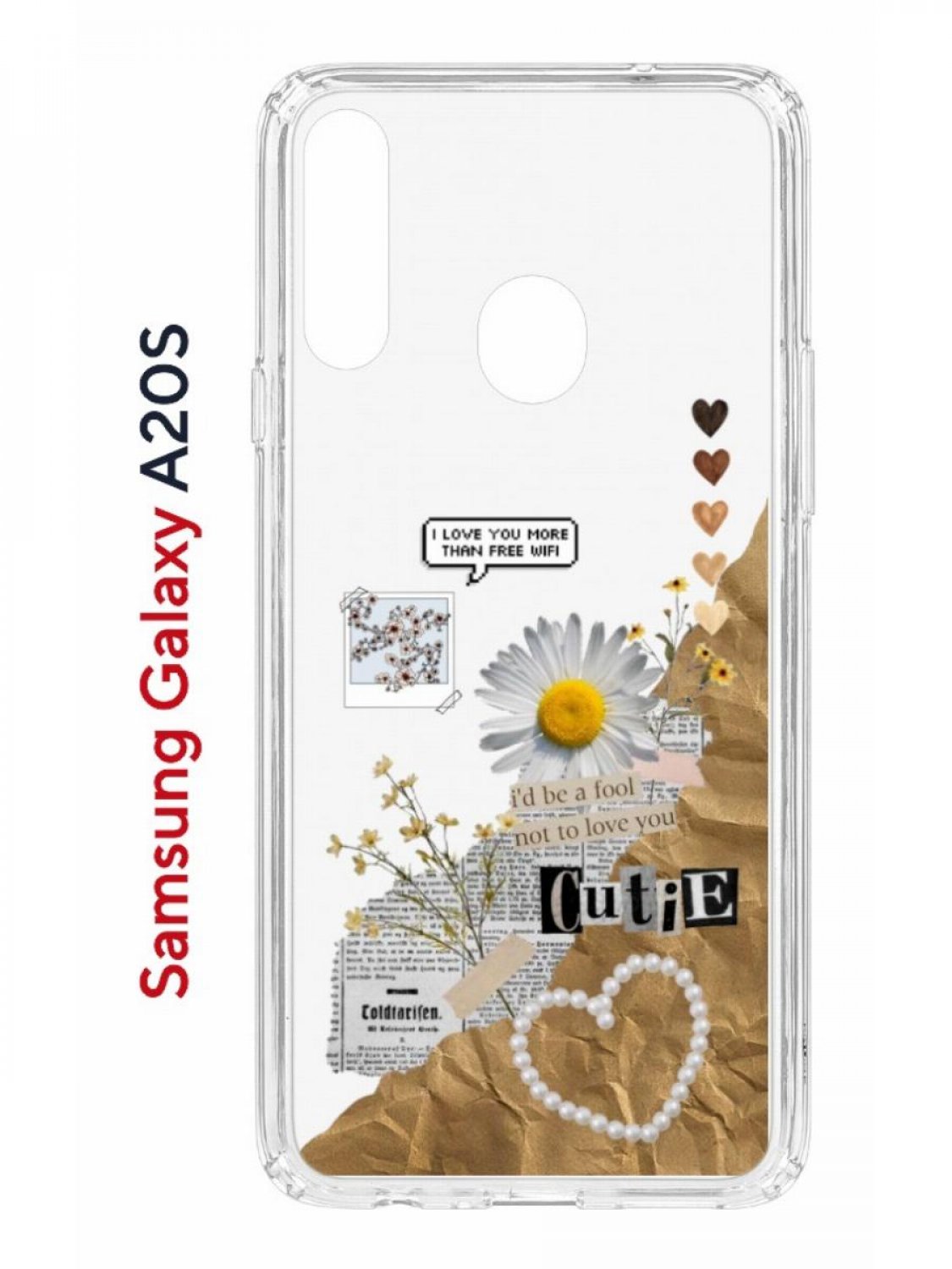 Чехол на Samsung A20S с принтом Kruche Print Крафтовые наклейки, противоударный бампер