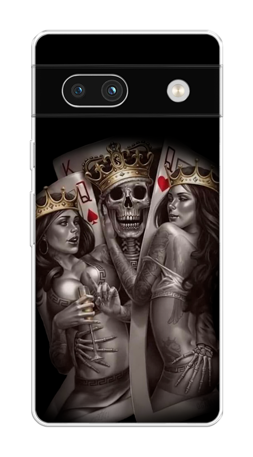 

Чехол на Google Pixel 7A "Карты король и королевы", Серый;желтый, 271450-6