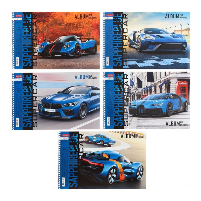 

Альбом для рисования А4, 32 листа, на гребне, BLUEsupercar, обложка мелованный картон, бло