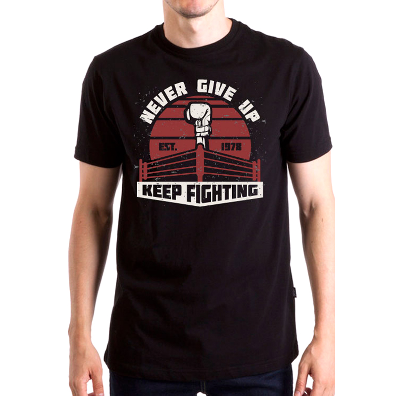 

Футболка унисекс NoBrand Never give up boxing черная XL, Черный, Never give up boxing