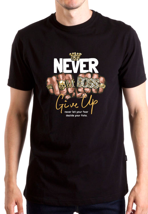 

Футболка унисекс NoBrand Never Give Up Boss черная M, Черный, Never Give Up Boss