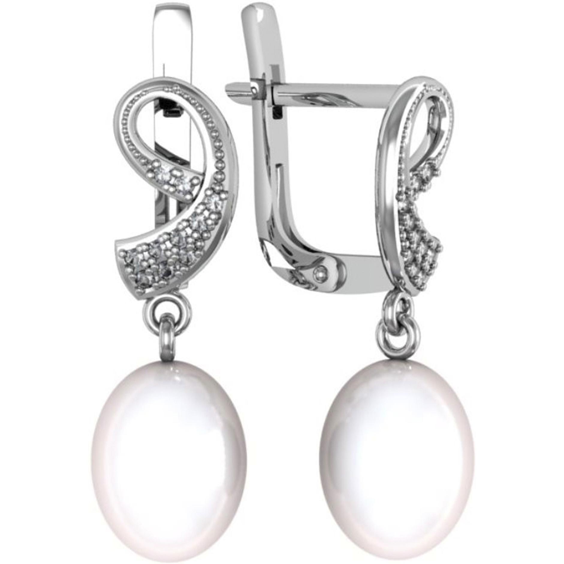 

Серьги женские из серебра ПРИВОЛЖСКИЙ ЮВЕЛИР 351094-FA11ZM07, жемчуг/фианит, 351094-FA11ZM07
