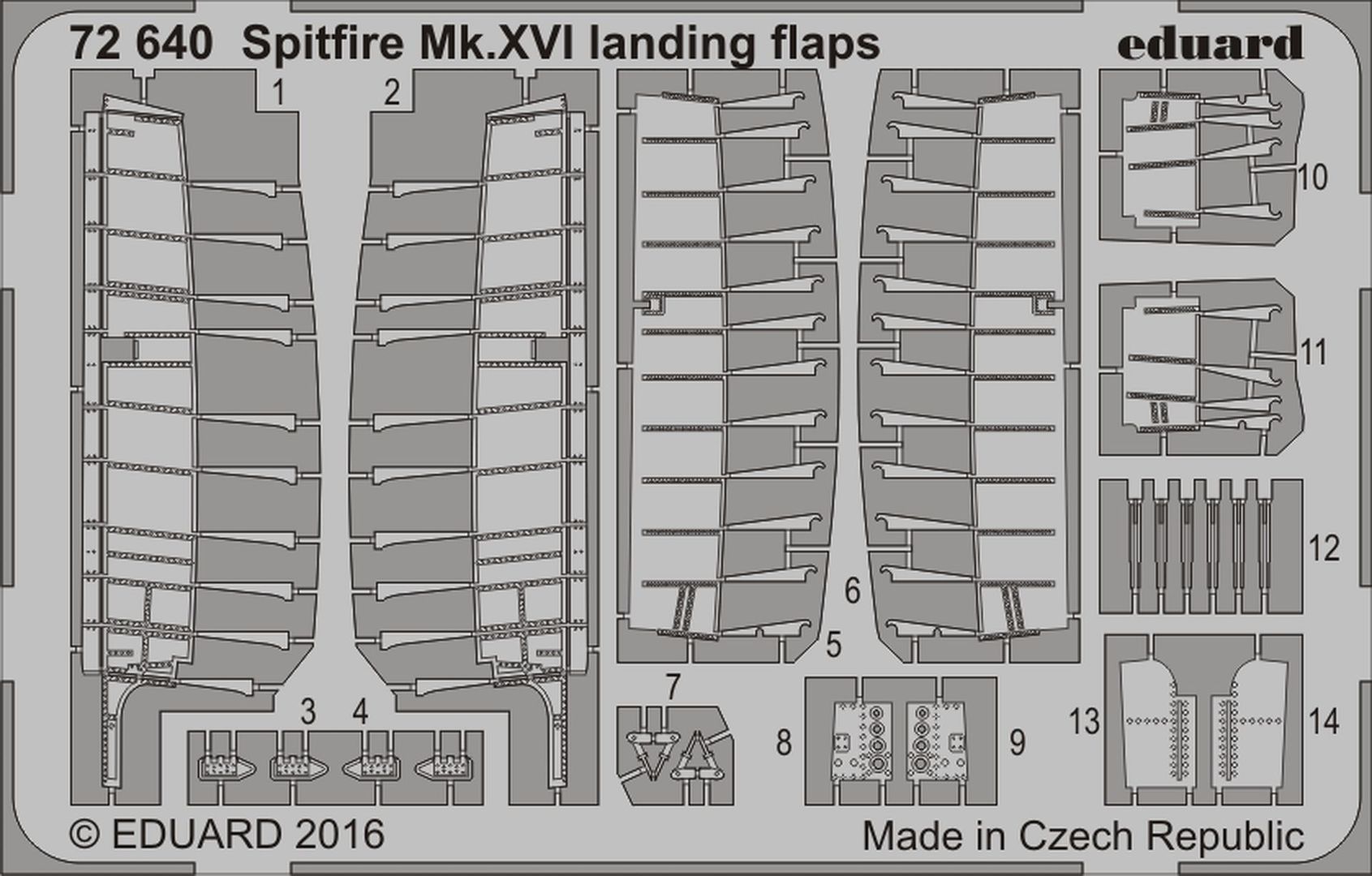 

Фототравление Eduard 72640 Spitfire Mk XVI закрылки 1/72, Однотонный