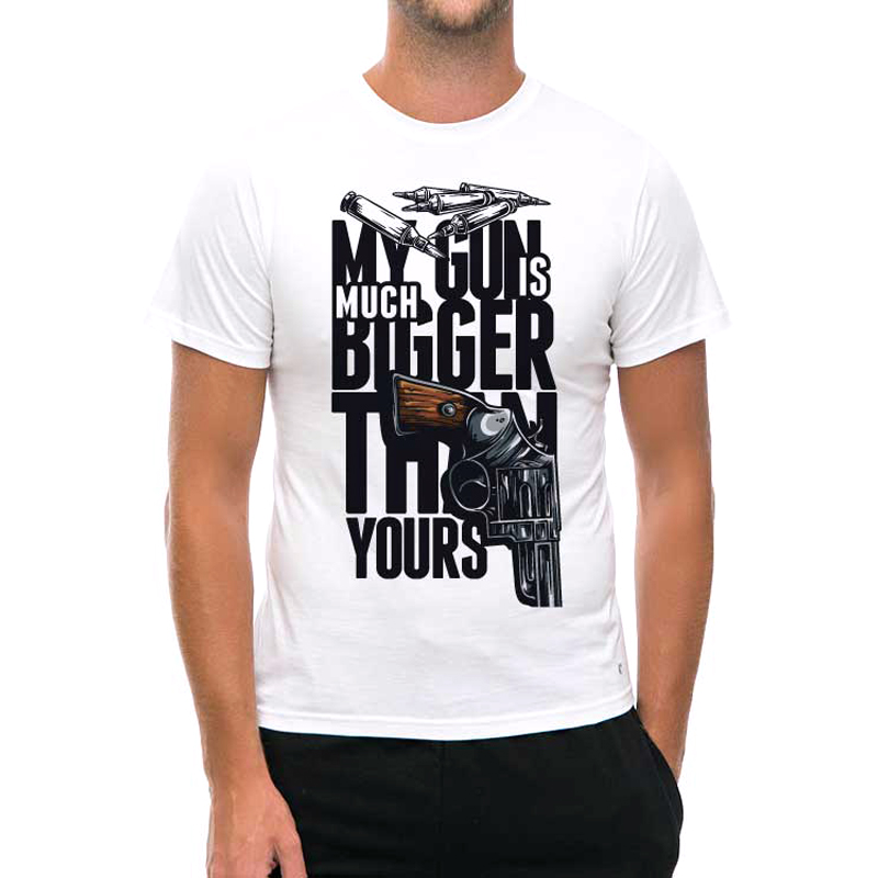 

Футболка унисекс NoBrand My Guns Bigger белая L, Белый, My Guns Bigger