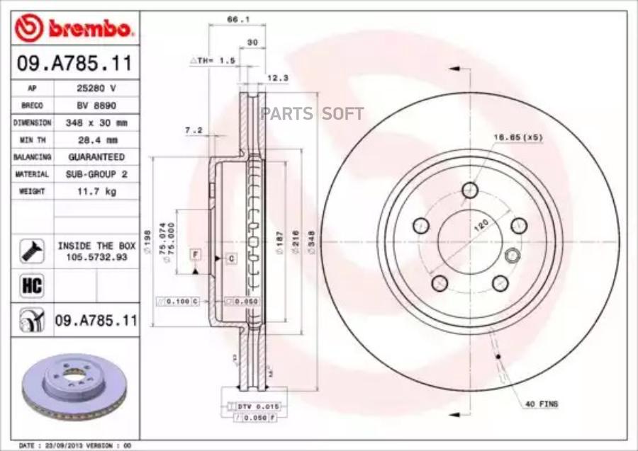 

Тормозной диск brembo комплект 1 шт. 09A78511