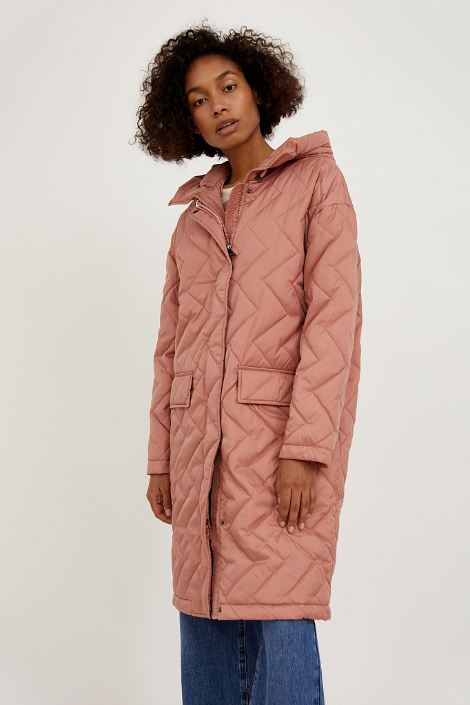 фото Утепленное пальто женское finn flare a20-32006 розовое s