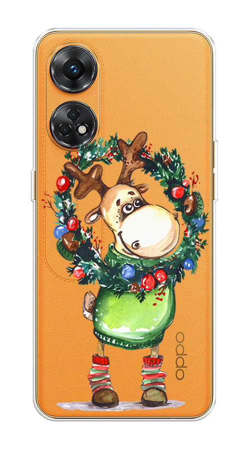

Чехол на Oppo Reno 8T 4G "Олень с новогодним венком", 2513250-4