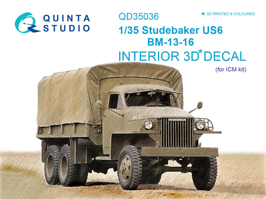 

QD35036 3D Декаль интерьера кабины Studebaker US6 для модели ICM, Цветной
