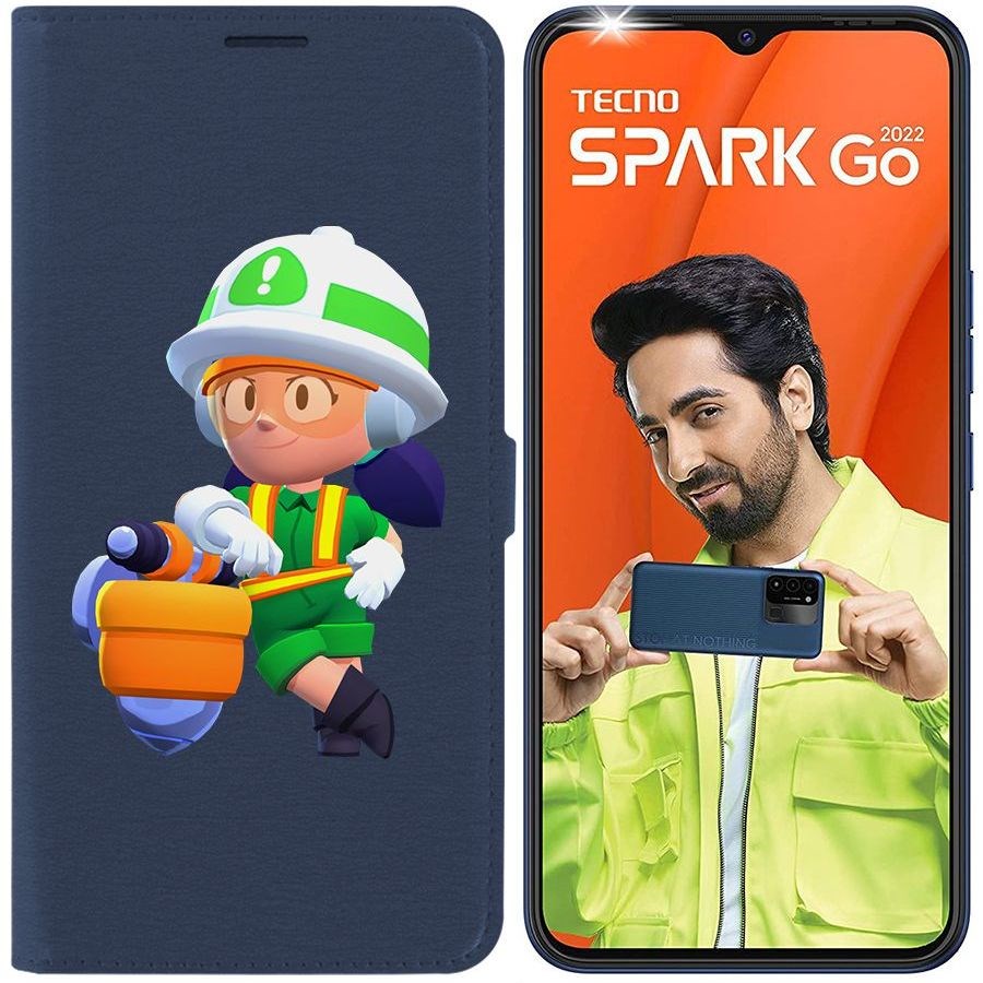 

Чехол-книжка Eco Book для Tecno Spark Go 2022 Brawl Stars-Строительница Джеки