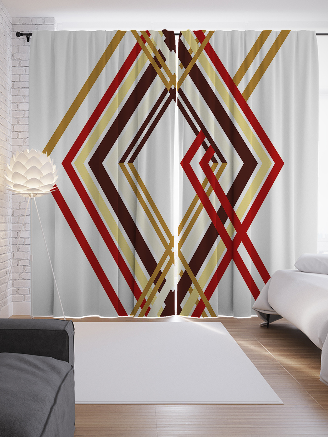 

Шторы JoyArty с фотопечатью "Полосы ромба" из сатена, 290х265 см, Полосы ромба