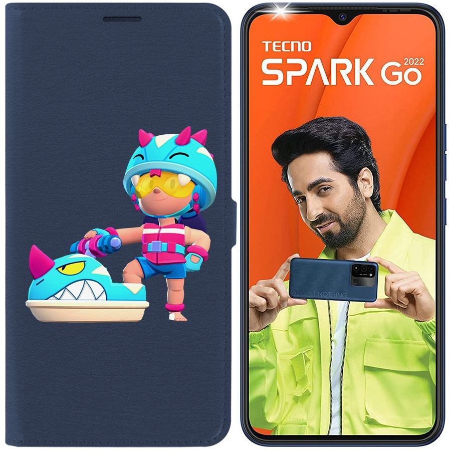 

Чехол-книжка Eco Book для Tecno Spark Go 2022 Brawl Stars-Аквабайкер Джеки