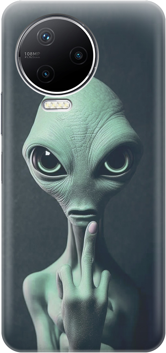 

Силиконовый чехол на Infinix Note 12 Pro с принтом "Инопланетянин", Зеленый;синий;черный, 20000168
