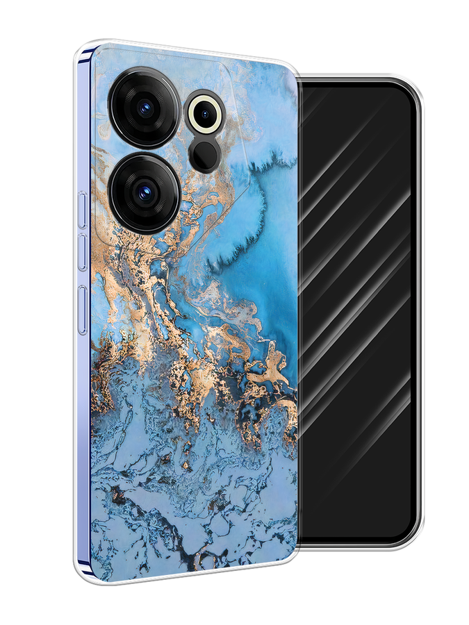 

Чехол Awog на Tecno Camon 20 Premier "Морозная лавина синяя", Серебристый