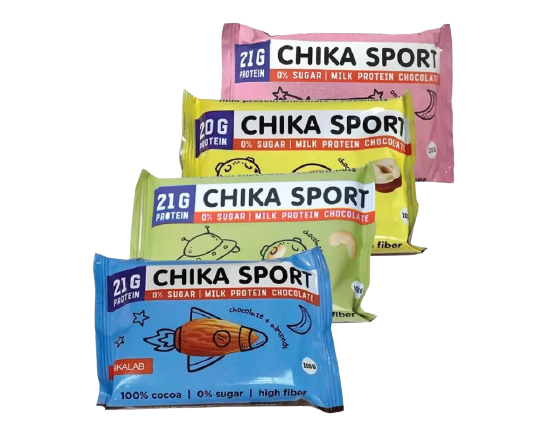 

Протеиновый молочный шоколад Bombbar CHIKA SPORT - Ассорти, 4шт по 100г