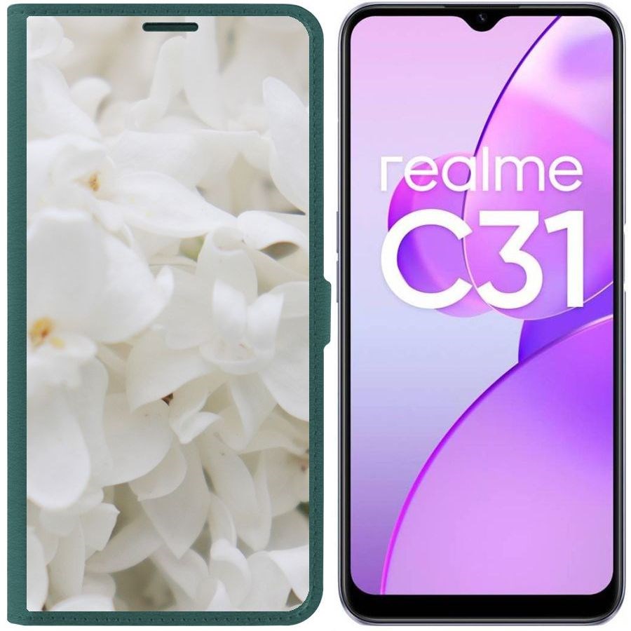 Чехол-книжка Eco Book для Realme C31 Белые лилии