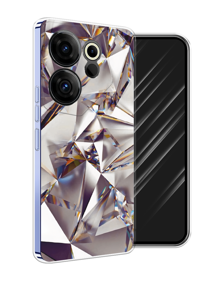 

Чехол Awog на Tecno Camon 20 Premier "Бриллианты", Серебристый;бежевый
