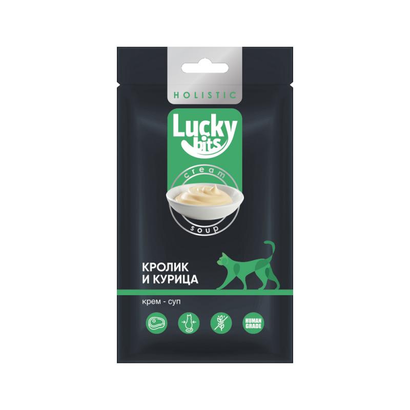 Лакомство для кошек Lucky bits крем-суп из филе кролика и курицы, 3уп по 100г