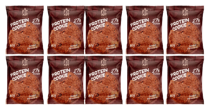 Fit Kit Protein Cookie - двойной шоколад, 10шт по 40г