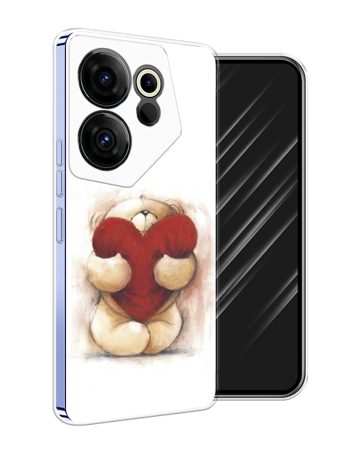 

Чехол Awog на Tecno Camon 20 Premier "Мишка с сердцем 1", Белый;бордовый;бежевый