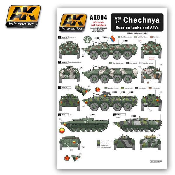 фото Декаль ak interactive chechnya war in russian tanks and afvs ak-804 1/35