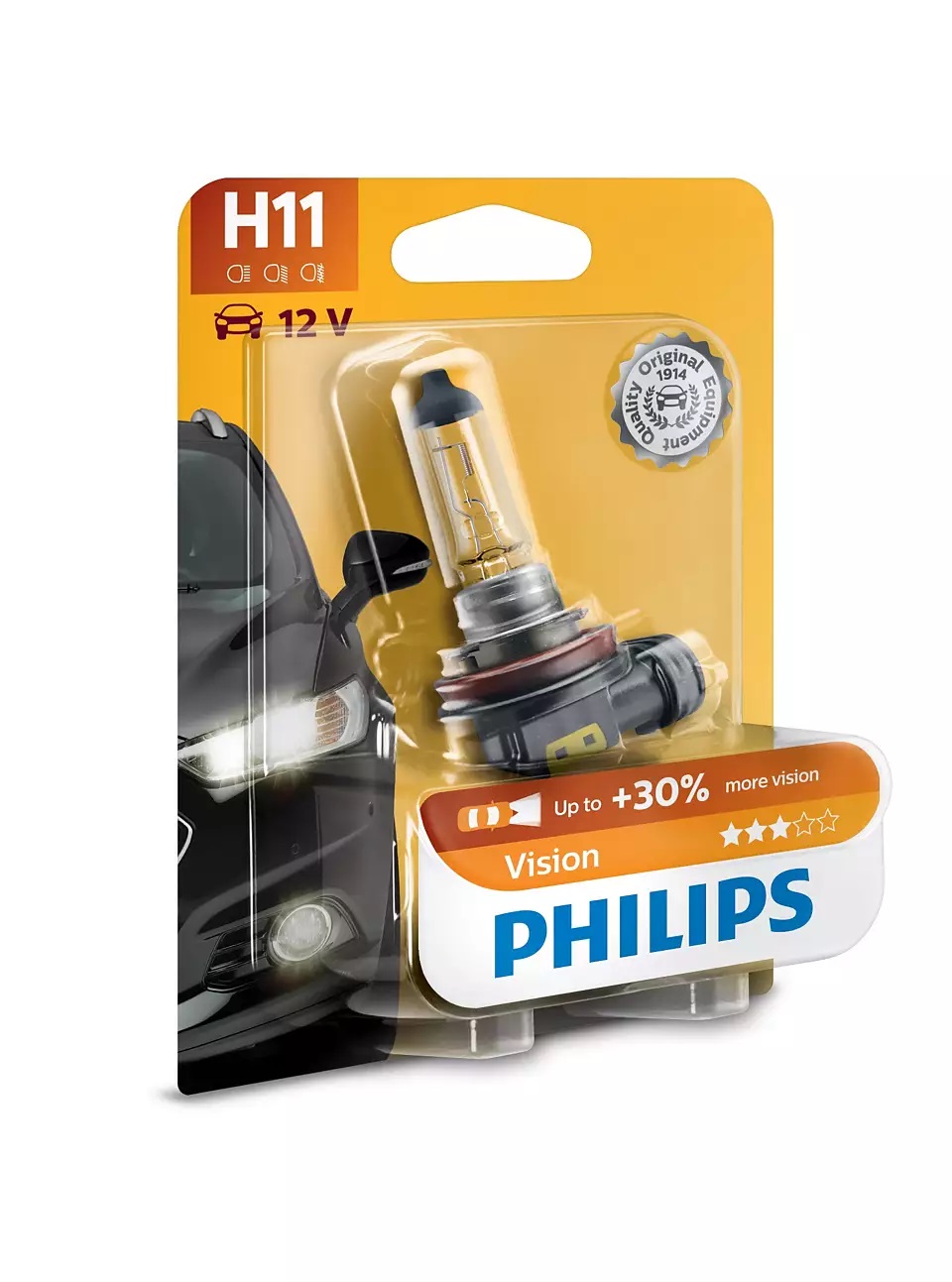 фото Галогенная лампа philips h11 (55w 12v) vision (блистер) 1шт 12362prb1