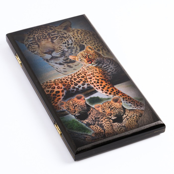 фото Нарды take it easy леопард, деревянная доска 40х40 см, с полем для игры в шашки 7559135