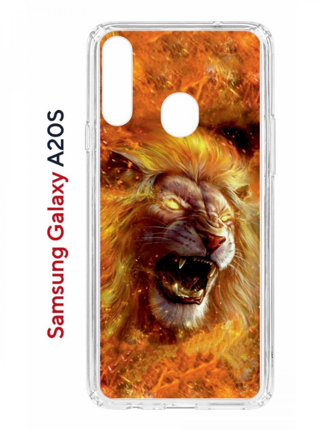

Чехол на Samsung Galaxy A20S с принтом Kruche Print Лев, противоударный бампер, Прозрачный;оранжевый;желтый;коричневый, Самсунг Галакси А20с
