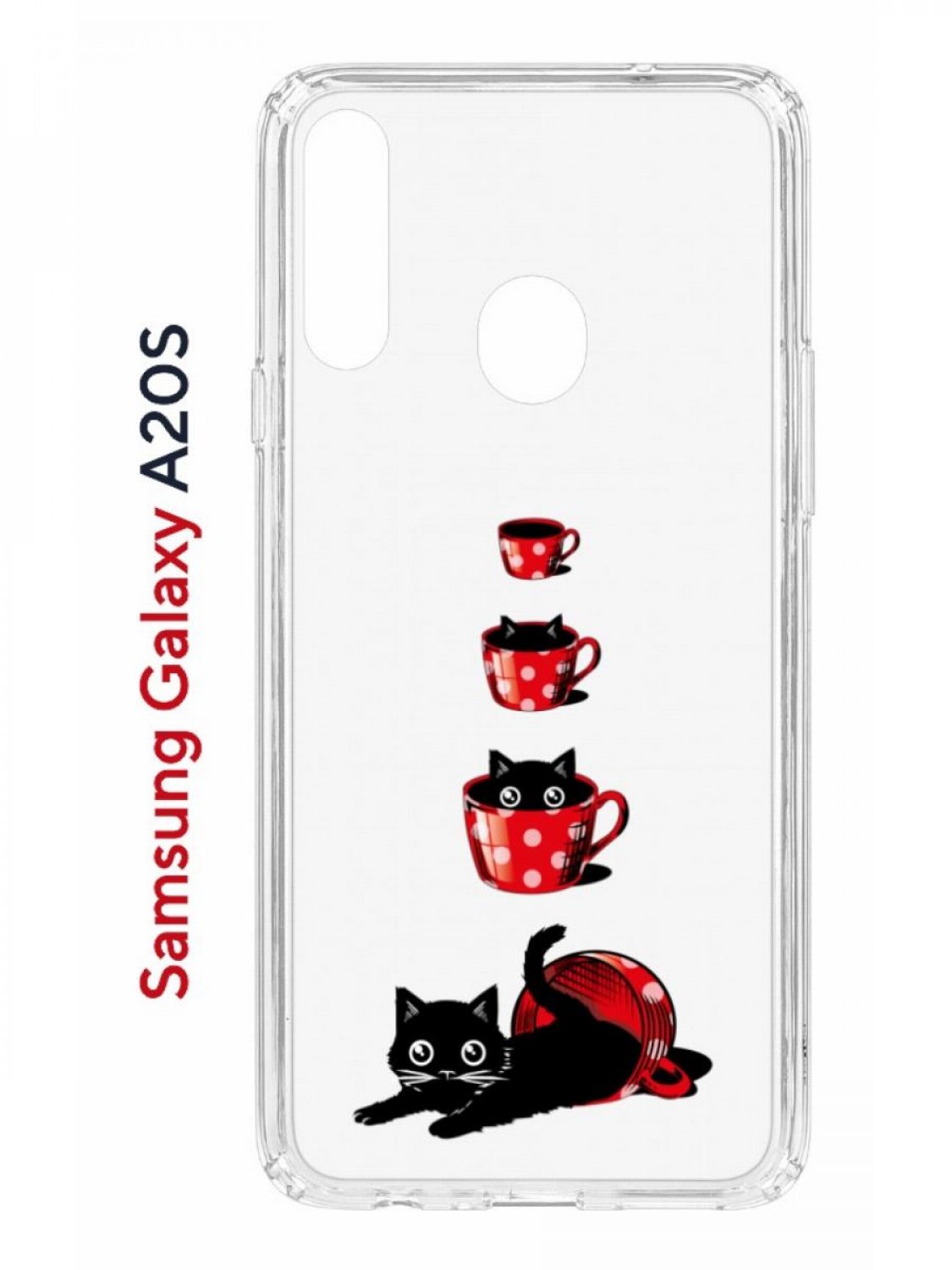 Чехол на Samsung Galaxy A20S с принтом Kruche Print Котенок в чашке, противоударный бампер