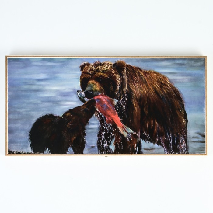 фото Нарды take it easy медведь на охоте деревянная доска 60х60 см с полем для шашек 7551222