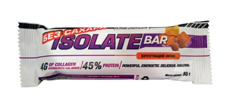 

IRONMAN Isolate Bar БЕЗ САХАРА, 50г * 3 шт. (Хрустящий ирис)