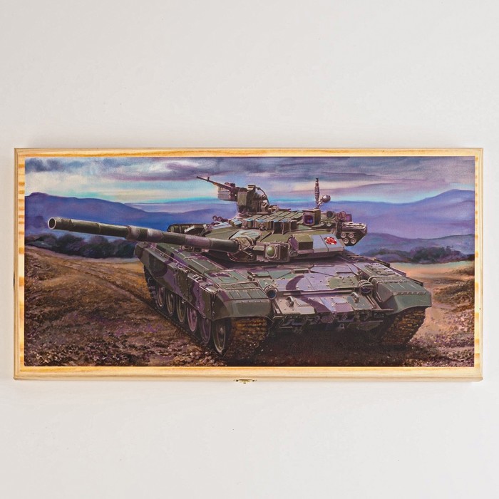 фото Нарды take it easy танк т-90а деревянная доска 60х60 см с полем для игры в шашки 7149441